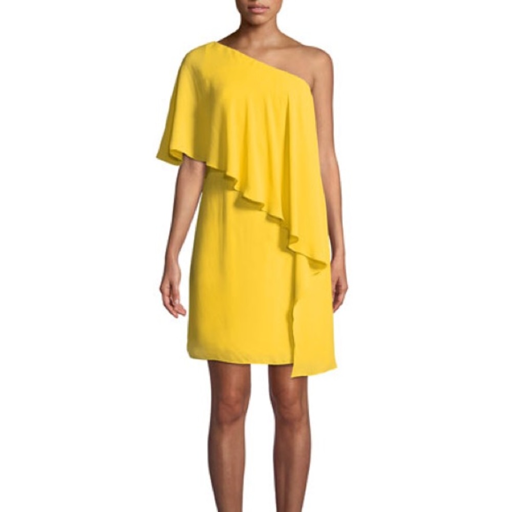 Halston Heritage Flowy Draped One-Shoulder Dress